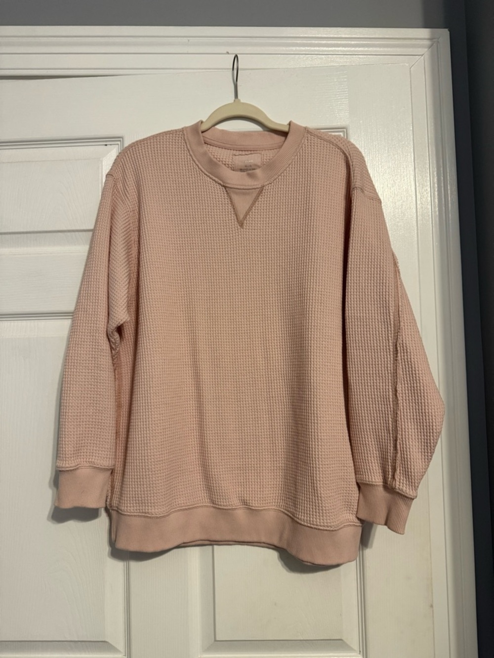 aerie Women's Waffle Crewneck Sweater - Light Pink